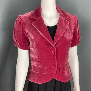 Rose Velvet Cropped Blazer